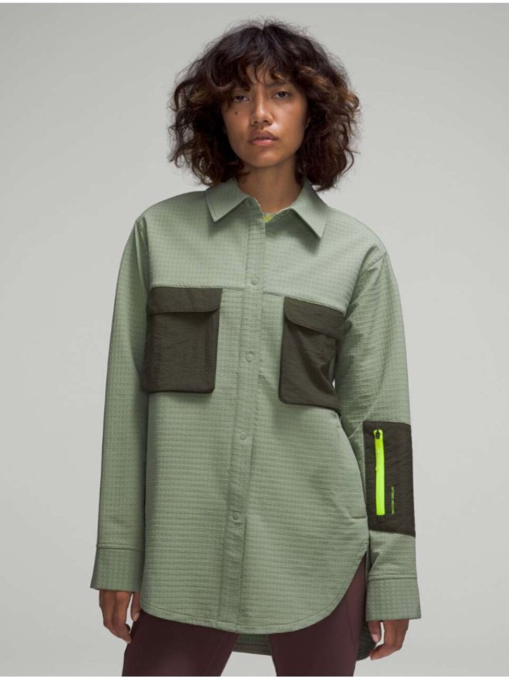 Lululemon NWOT Grid Fleece Hiking Overshirt Laurel Green / Medium Olive